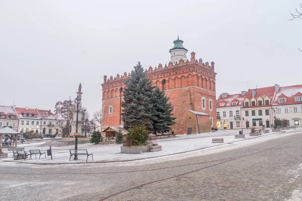 Sandomierz Польща Грудня 2021 Ринкова Площа Мерії Сандомира Ratusz Sandomierzu — стокове фото