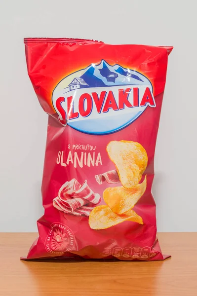 Pruszcz Gdanski Poland Січня 2022 Pack Словаччини Bacon Fastour Chips — стокове фото