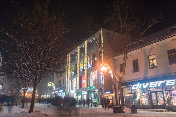 Zakopane Poland December 2021 Night View Winter Krupowki Street Main — Stock Photo, Image
