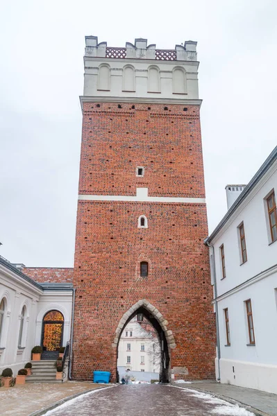 Sandomierz Polen December 2021 Historische Opatow Poort Winter Oude Binnenstad — Stockfoto