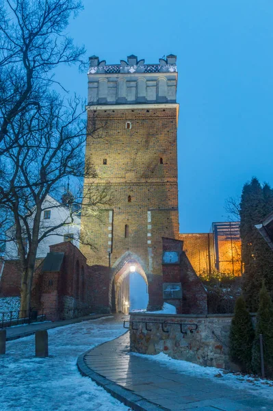 Vista Crepúsculo Portão Opatow Porta Entrada Para Sandomierz Cidade Velha — Fotografia de Stock