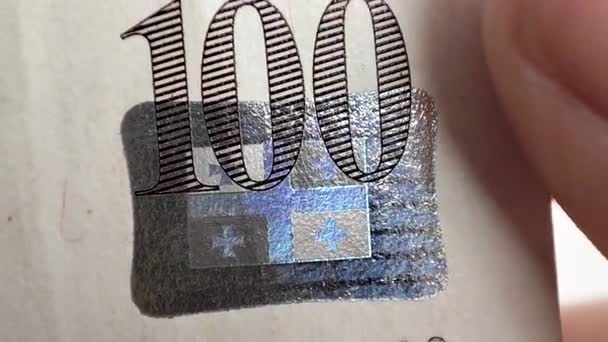 Gruzínská Vlajka 100 Lari Bankovkách Detail Gel Gruzínské Lari Bankovky — Stock video