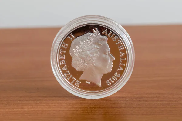 Een Australische Dollar Zilveren Munt Ikoon Van Elizabeth Zilveren Munt — Stockfoto