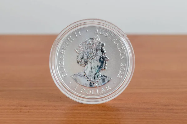 Pruszcz Gdanski Polen Februari 2022 Een Zilveren Munt Van Australische — Stockfoto