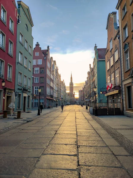 Gdansk Pologne Mars 2022 Lever Soleil Ulica Dluga Longue Voie — Photo