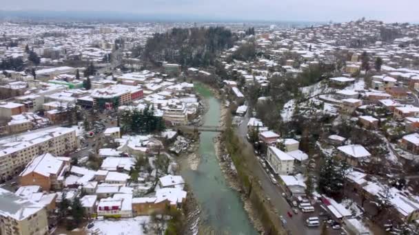 Кутаиси Грузия Марта 2022 Года Воздушный Вид Реку Риони Город — стоковое видео