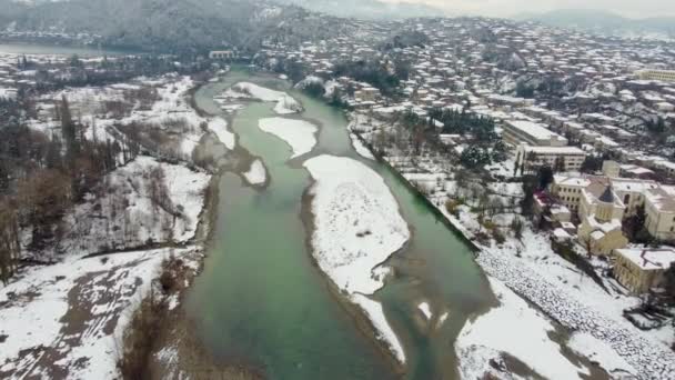 Luftaufnahme Des Flusses Rioni Kutaisi Mit Wasserkraftwerk Rioni Fluss Ist — Stockvideo