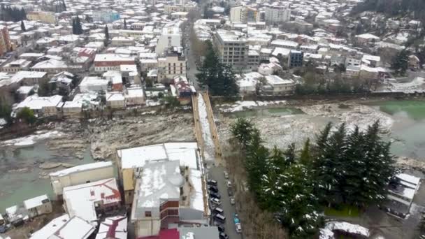 Kutaisi Georgia Marzo 2022 Vuele Sobre Puente Blanco — Vídeo de stock