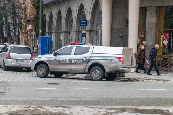 Kutaisi Georgia Marzo 2022 Auto Polizia Sicurezza — Foto Stock