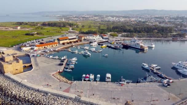 Paphos Chypre Avril 2022 Vue Aérienne Port Paphos Avec Des — Video