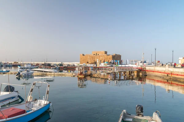Paphos Ciprus Április 2022 Kilátás Paphos Kikötő Csónakokkal — Stock Fotó