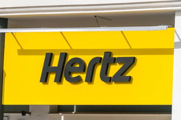 Paphos Cyprus April 2022 Logo Sign Hertz Corporation Subsidiary Hertz — Stock Photo, Image