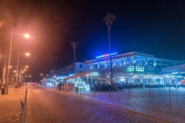 Paphos Chipre Abril 2022 Passeio Turístico Longo Mar Mediterrâneo Noite — Fotografia de Stock