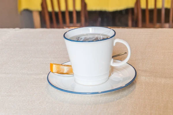 Черный Чай Горячим Чаем Чайным Пакетиком — стоковое фото