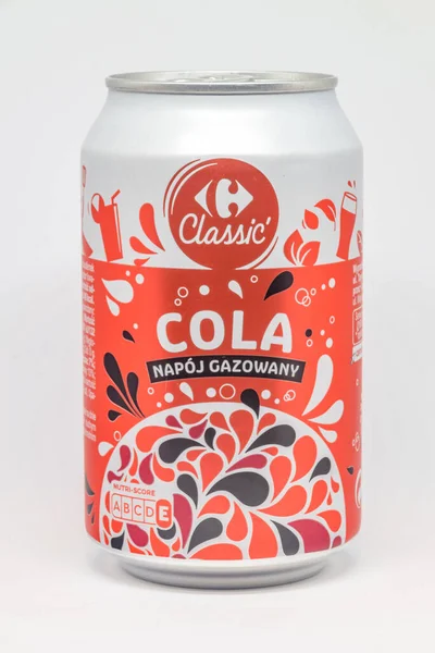 Pruszcz Gdanski Pologne Avril 2022 Canette Cola Carrefour — Photo