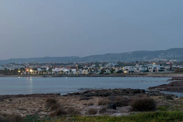 Landmark View Mediterranean Seashore Paphos City Evening — Stock Photo, Image
