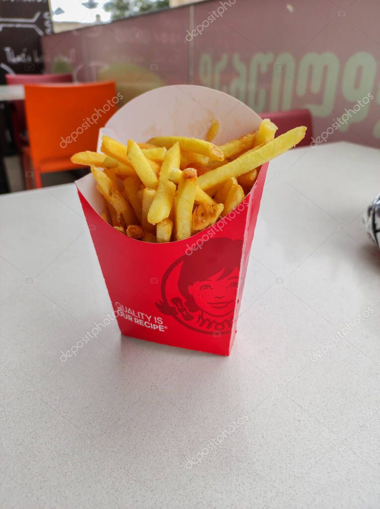 Kutaisi, Georgia - March 17, 2022: Wendy's french fries.