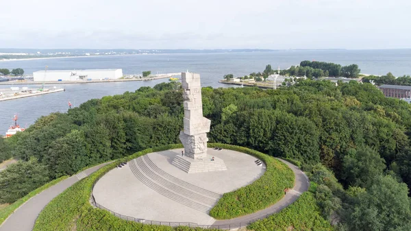 Gdansk Pologne Août 2021 Vue Aérienne Sur Monument Westerplatte Également — Photo
