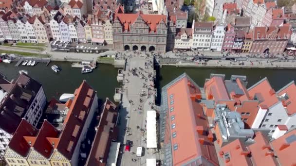 Gdansk Poland May 2022 Aerial View Green Bridge Green Gate — Stok Video