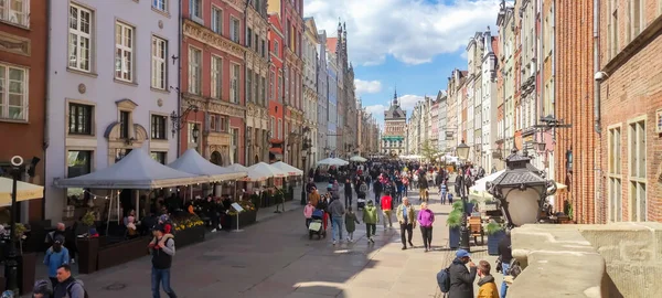 Gdansk Pologne Mai 2022 Longue Voie Surpeuplée Dans Vieille Ville — Photo