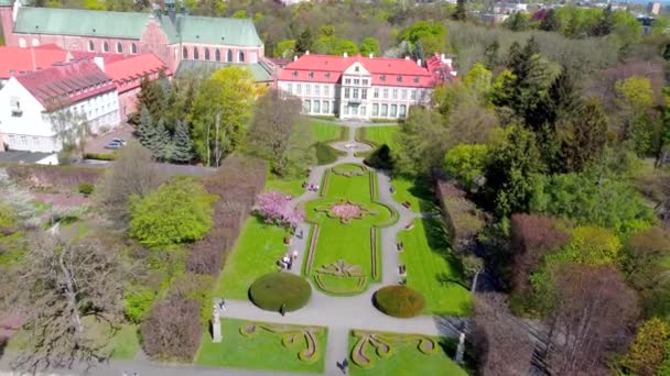 Gdansk Poland May 2022 Aerial View Abbots Palace Oliva Park — Vídeos de Stock