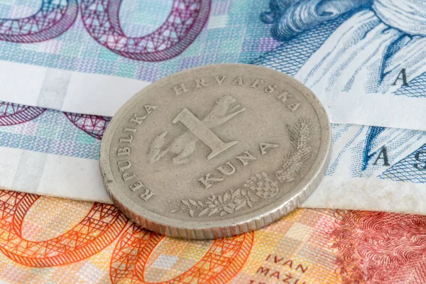 Macro Photo Croatian Kuna Hrk Coin — Stock Photo, Image