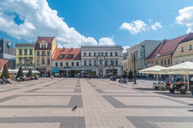 Rybnik, Polonya - 30 Mayıs 2022: Rybnik Pazar Meydanı.