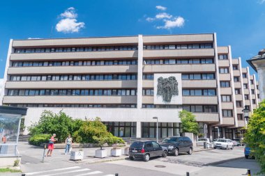 Bratislava, Slovakya - 31 Mayıs 2022: Slovakya Cumhuriyeti Yüksek Mahkemesi (Najvyssi sud Slovenskej republiky). Slovakya Cumhuriyeti 'nin en yüksek yargı mercii.