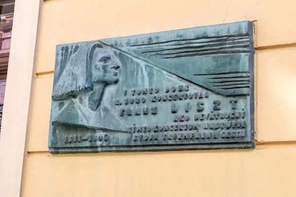 Bratysława Słowacja Maja 2022 Tablica Pamiątkowa Franciszka Liszta — Zdjęcie stockowe