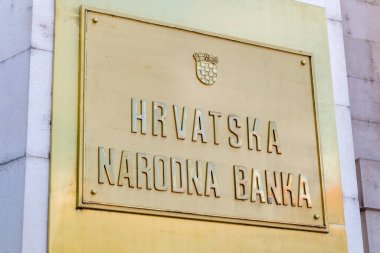 Zagreb, Hırvatistan - 2 Haziran 2022: Hırvatistan Ulusal Bankası (Hırvatça: Hrvatska narodna banka veya HNB).