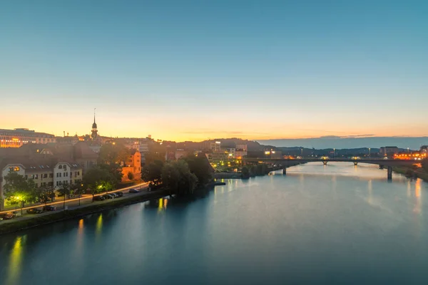 Марибор Словенія Червня 2022 Схід Сонця Річці Драва Мостом Містом — стокове фото