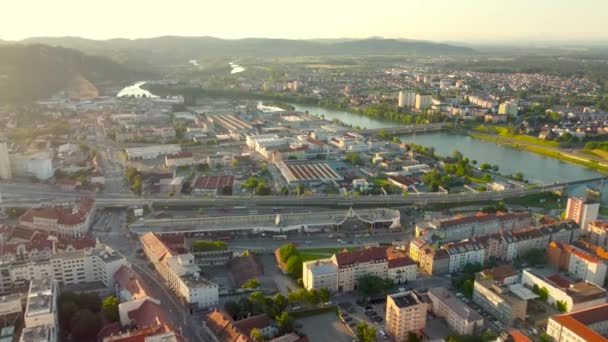 Maribor Slovenya Haziran 2022 Maribor Kentinde Sabah Görüşü — Stok video
