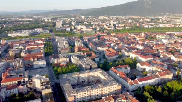 Maribor Slovinsko Června 2022 Ráno Letecký Pohled Budovu Centru Mariboru — Stock video