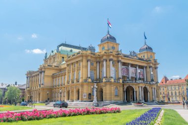 Zagreb, Hırvatistan - 2 Haziran 2022: Hırvat Ulusal Tiyatrosu.