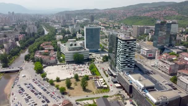 Sarajevo Bosnia Herzegovina June 2022 Aerial View City Center Sarajevo — Stock video