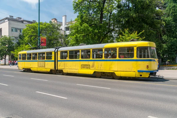 Sarajevo Bosnie Herzégovine Juin 2022 Vieux Tramway Jaune Sarajevo — Photo