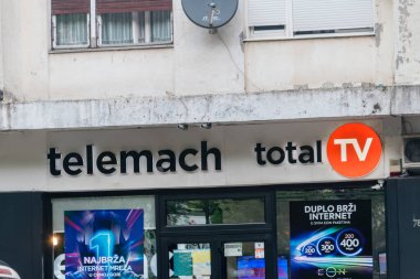 Podgorica, Karadağ - 4 Haziran 2022: Telemach toplam TV logosu.