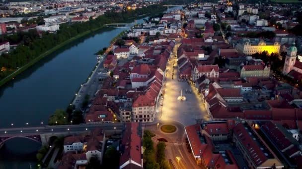 Maribor Σλοβενία Ιουνίου 2022 Αεροφωτογραφία Της Παλιάς Πόλης Και Του — Αρχείο Βίντεο