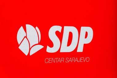 Sarajevo, Bosnia and Herzegovina - June 3, 2022: Emblem of Social Democratic Party of Bosnia and Herzegovina.