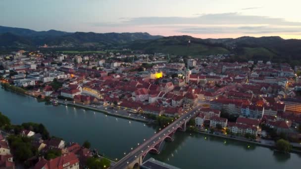 Maribor Slovenia June 2022 Fly Old Bridge Maribor — Stok video