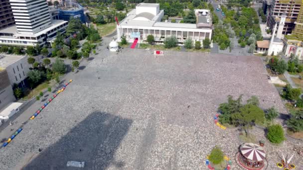 Podgorica Montenegro June 2022 Aerial View Skanderbeg Square National Theatre — Stockvideo