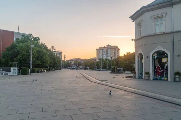 Pristina Kosovo Junho 2022 Vista Nascer Sol Praça Skanderbeg Avenida — Fotografia de Stock