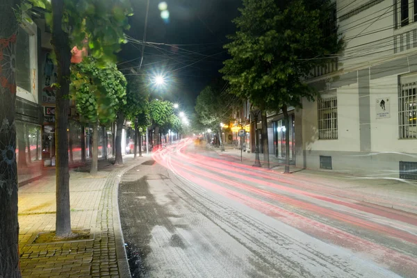 Prizren Kosovo June 2022 Night View Street Car Light Trails — Photo
