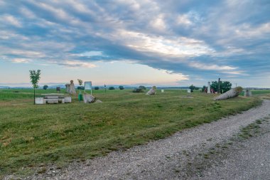 Macaristan, Avusturya ve Slovak 'ın sabah görüşü. Trojmedzie SK, HU ve AT. Avrupa 'nın Schengen Bölgesi' ndeki üç ülkenin sınırı.