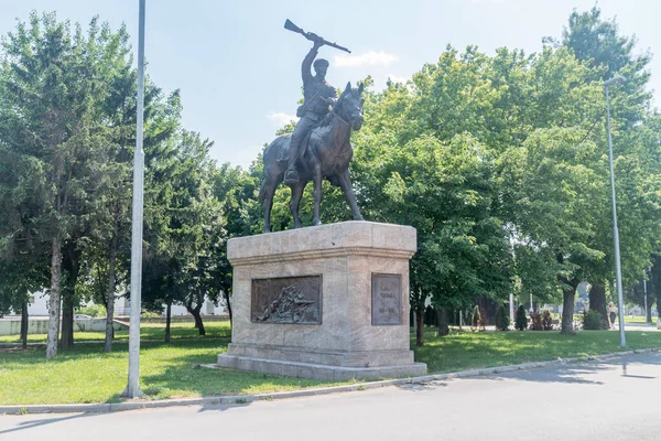 Скопье Северная Македония Июня 2022 Года Конный Памятник Петару Чаулеву — стоковое фото