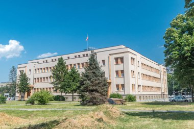 Üsküp, Kuzey Makedonya - 5 Haziran 2022: Kuzey Makedonya Meclisi. Kuzey Makedonya vatandaşlarının tek kamaralı temsilci organı.