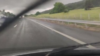 Drive in heavy rain in Bulgaria.
