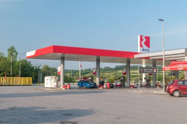 Vrcin, Serbia - June 7, 2022: EKO gas station. EKO Petrol Station of Greek company.