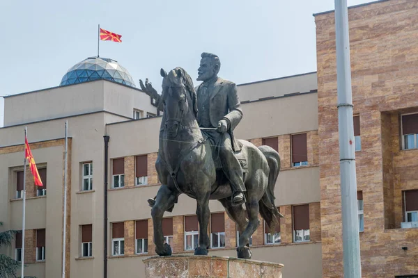 Skopje North Macedonia June 2022 Equestrian Monument Nikola Janakiev Karev — Stock Photo, Image