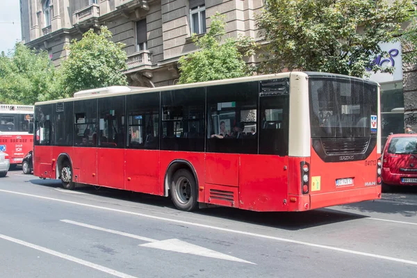 Belgrade Serbia June 2022 Red City Bus Street Belgrade — Photo
